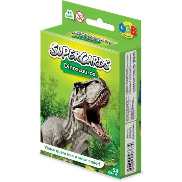 Jogo de Cartas Supercards Dinossauros 55cts Interativo com Conhecimentos da Era GGB Plast Jogo de Cartas Supercards Dinossauros 55cts Interativo GGB Plast