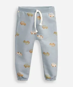 calça jogger infantil de moletom carrinhos azul 12-18