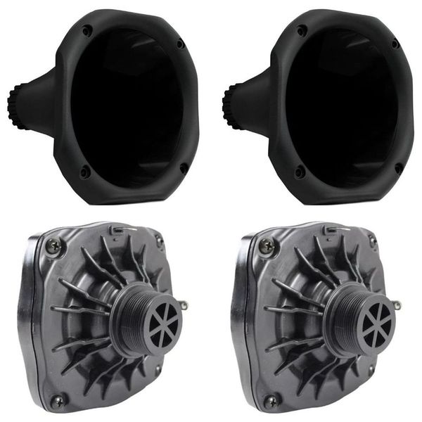 Kit Driver com Corneta para Som Automotivo e Profissional DV-200 200W 8 OHMS Médio Agudo Fenólico Preto Force One Kit Driver com Corneta para Som DV-200 200W 8 OHMS Médio Agudo Fenólico Preto Force One