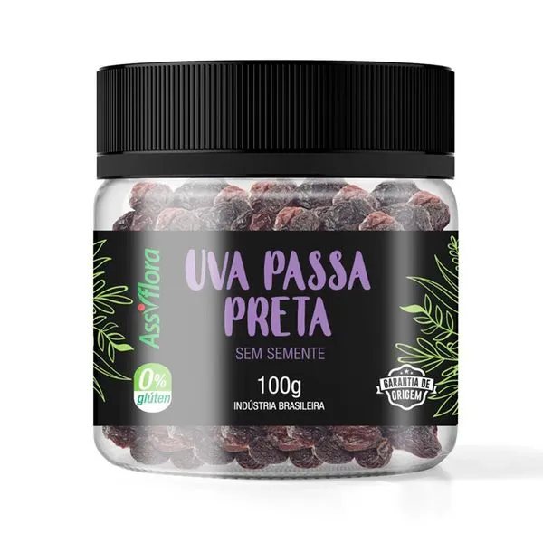Uva Passa Assiflora Sem Semente Preta 100g