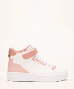 tênis cano alto com velcro casual rosa 34
