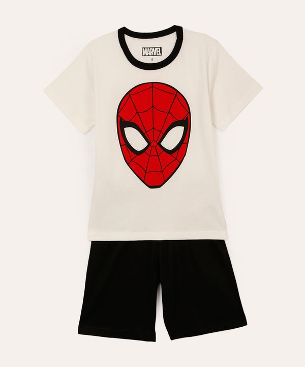 pijama infantil curto de algodão homem aranha off white 6