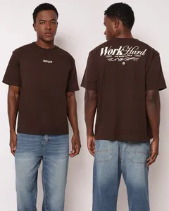 Camiseta Masculina Algodão Estampa Frente Costas Marrom P