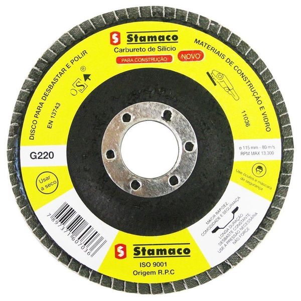 Lixa Flap Grão 220 Pacman 115mm - 7036 - Stamaco Flap Pacmann 115 Grao 220 Construcao Sta 703.6