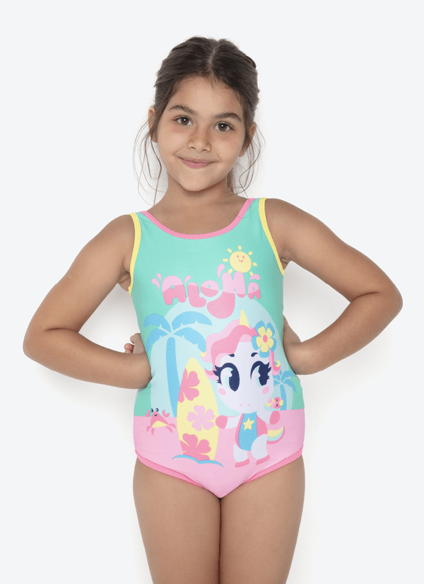 Maiô Menina Unicórnio Aloha 4