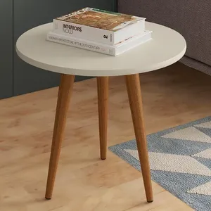 Mesa Lateral Baixa Patrimar Star Off White com Cedro