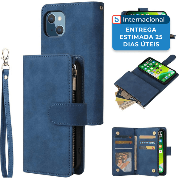 Capinha para iPhone 13 Ueebai Magnética com Porta-Cartões Azul Escuro A-MBI