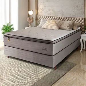 Cama Box Casal Hellen Dublin com Molas Ensacadas e Espuma D26 66x138x188cm Bege