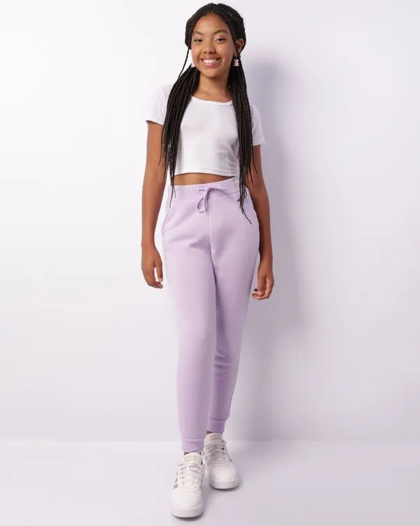 Calça Moletom Juvenil Jogger Peluciada Lilás 10