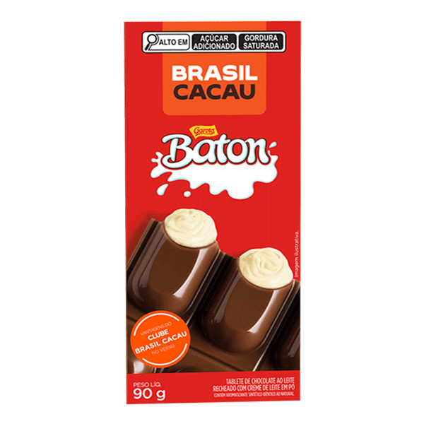 Chocolate ao Leite Brasil Cacau Recheio Baton 90g