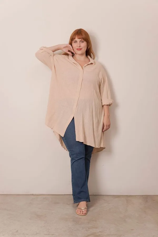 Chemise Ella Plus Size Bege-G