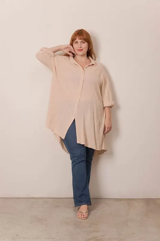 Chemise Ella Plus Size Bege-G