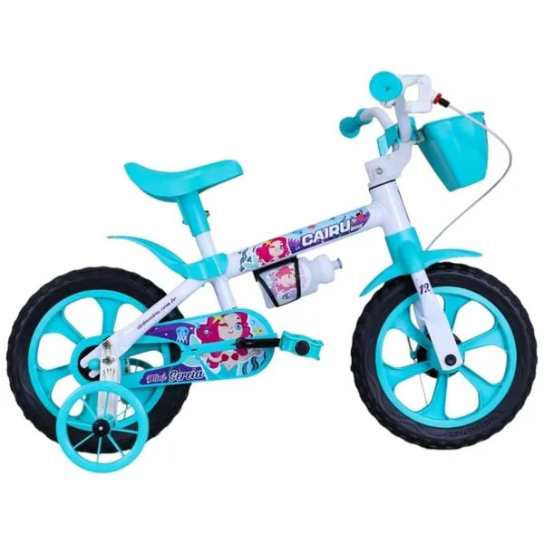 Bicicleta Infantil Cairu Aro 12 Sereia Branco E Azul (MP)