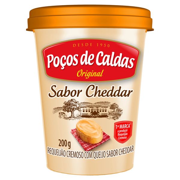 Requeijão Cremoso Poços de Caldas Sabor Cheddar 200g
