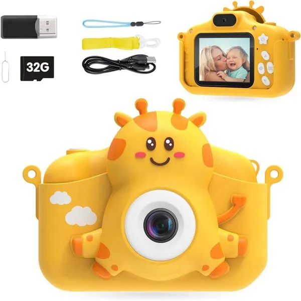 Câmera Digital Tiatua 32GB Para Crianças Girafa Amarelo A-BI