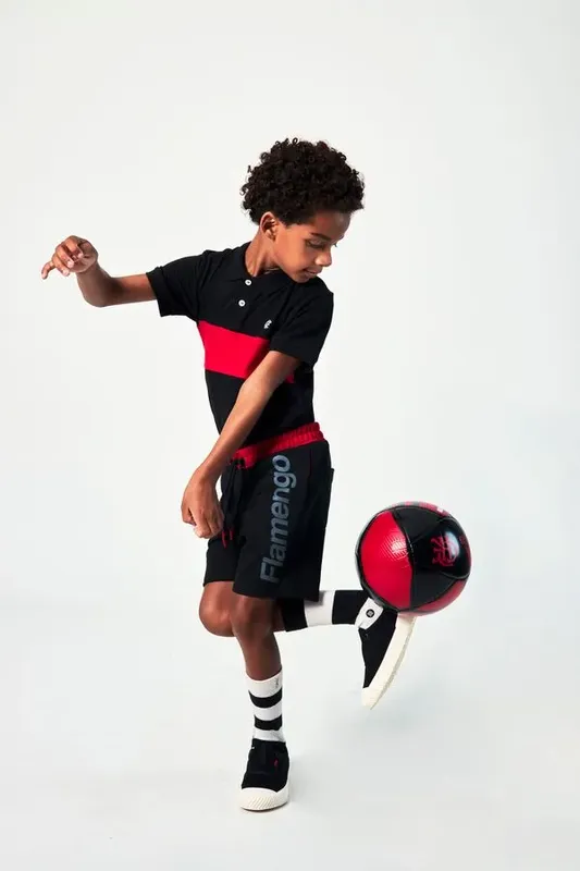 Bermuda Moletom Mini Flamengo Preto - 02