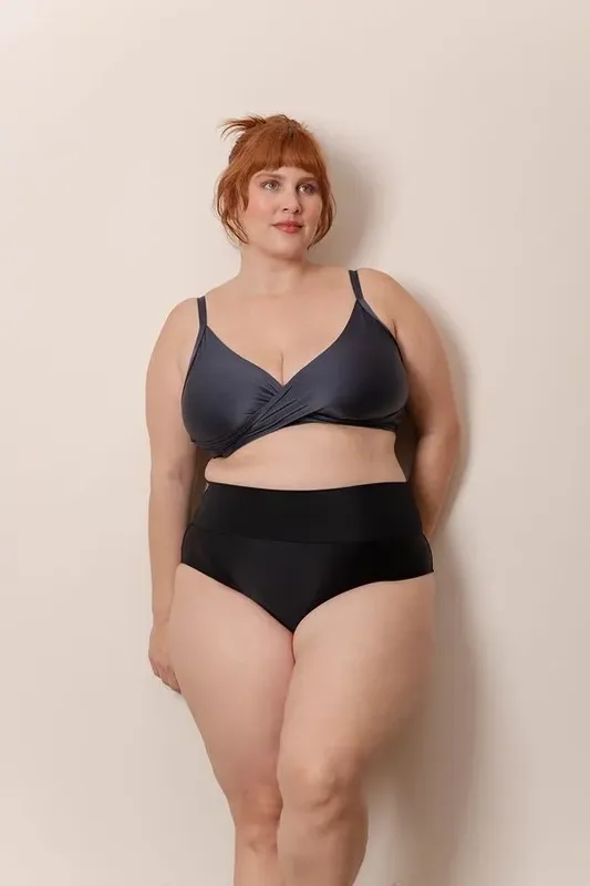 Top Transpassado Plus Size Grafite-G