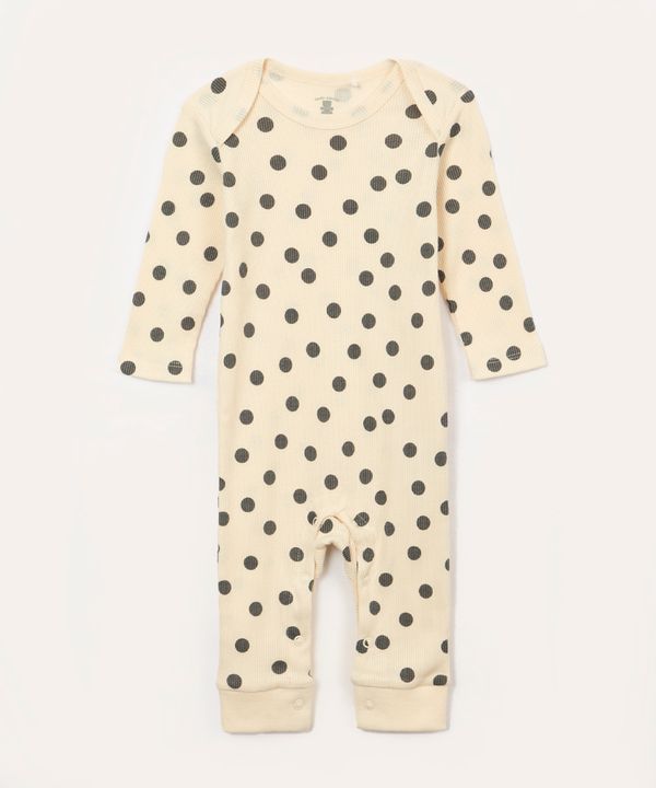 macacão de algodão infantil poá off white 12-18