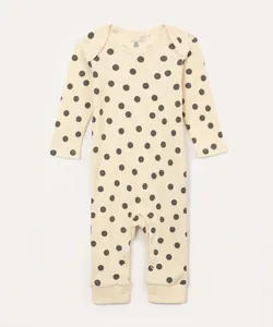 macacão de algodão infantil poá off white 3-6