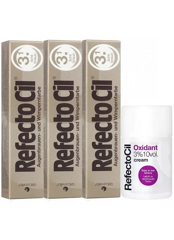 Kit Refectocil 3 Tinta + 1 Oxidante Creme N°3.1 Castanho Claro