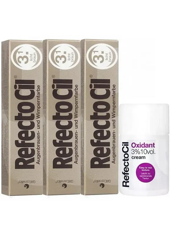 Kit Refectocil 3 Tinta + 1 Oxidante Creme N°3.1 Castanho Claro