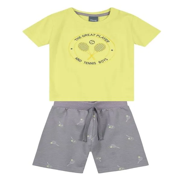 Conjunto - Camiseta e Bermuda Malha - Amarelo - Brandili Conjunto - Camiseta e Bermuda Malha - Amarelo - Tam 1 - Brandili