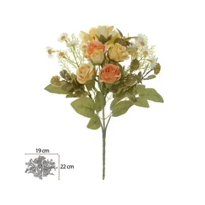 Buquê Artificial Rosa Hortênsia Florarte Amarelo Outono 30cm (MP)