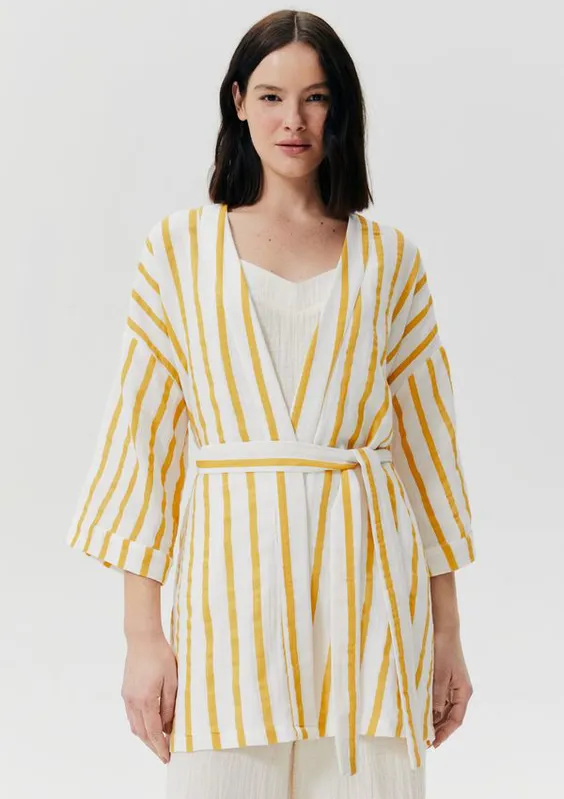Robe Estampado Manga 7/8 - Amarelo G