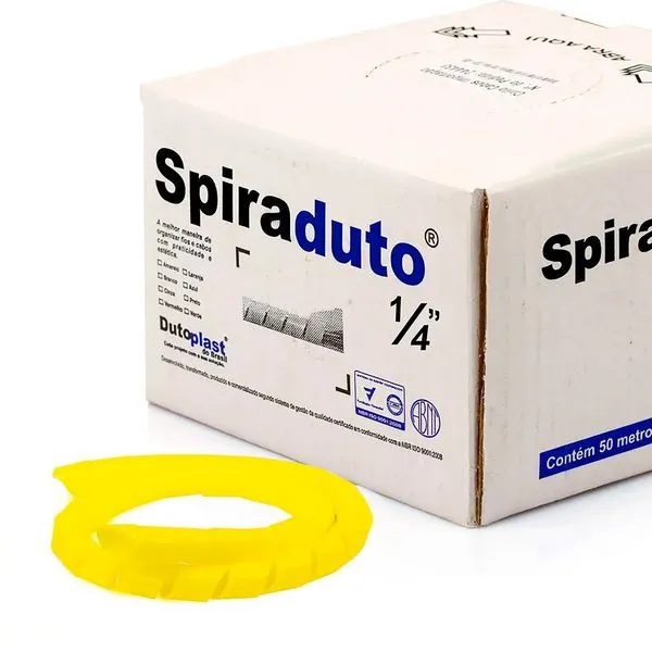 Organizador de Fios e Cabos Espiral 1/4 Amarelo 2 metros