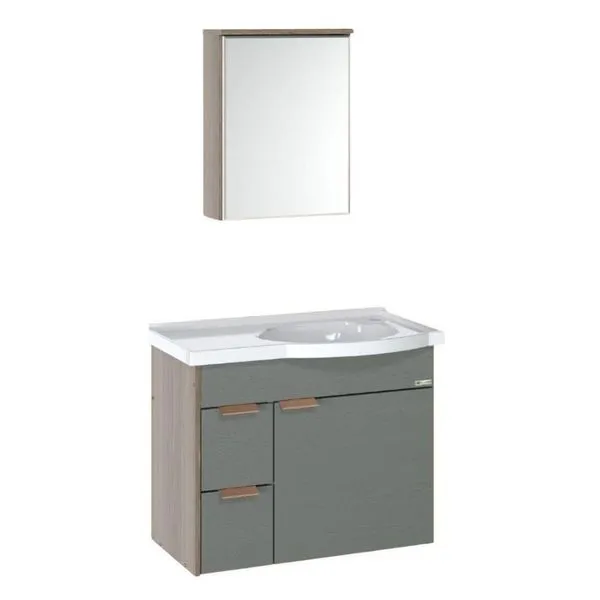 Kit Gabinete Para Banheiro A J Rorato Suspenso Capri Moss Absoluto 55,4cm (MP)