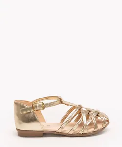 sandália infantil tiras brilhos dourado 20