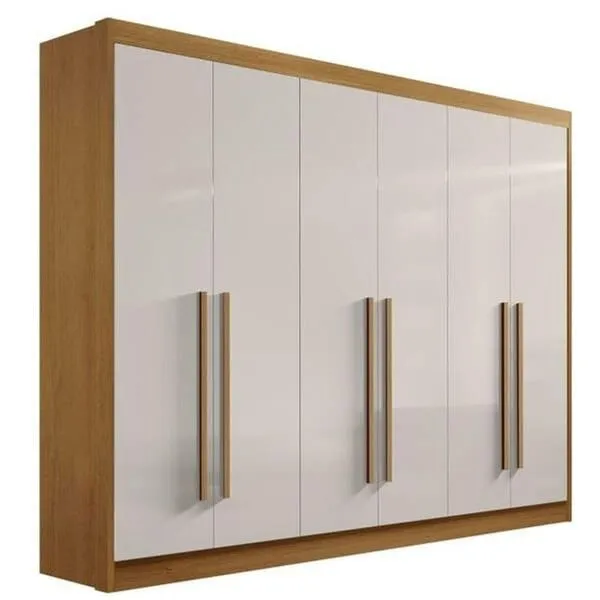 Guarda Roupa Casal 6 Portas 7 Gavetas - New Athos-cinamomo-off White - Móveis D'doro