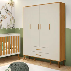 Guarda Roupa Infantil 4 Portas 2 Gavetas Isis Areia/Savana