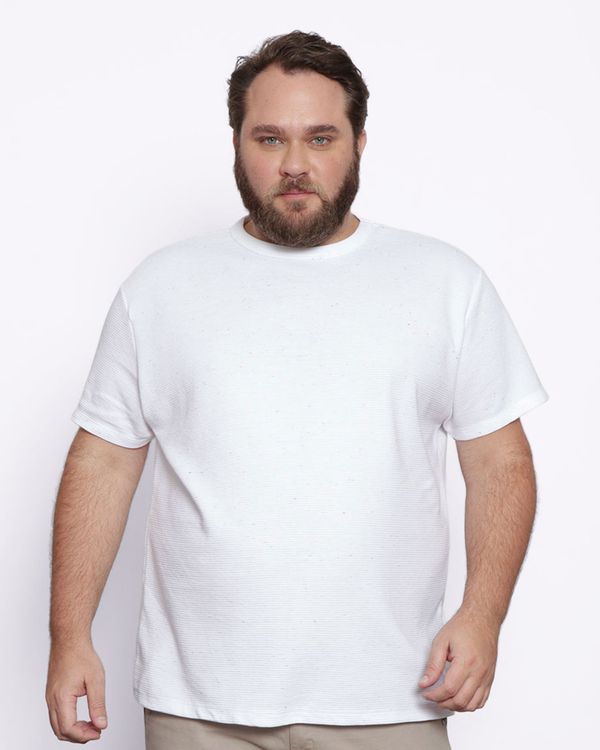 Camiseta Pluz Size Masculina Básica Texturizada Manga Curta Branca G2