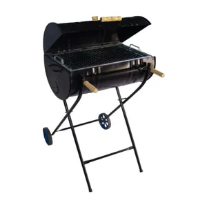 Churrasqueira a Carvão Bafo Tambor Portátil Aço Carbono 200L com Grelha e Suporte com Rodas Preta Santa Edwirges 175STE Churrasqueira Bafo Tambor Portátil Aço Carbono 200L com Rodas Preta Santa Edwirges