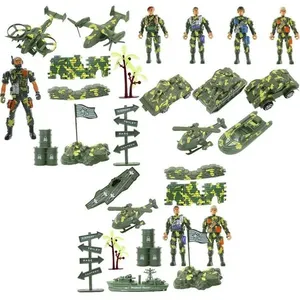 Kit de Brinquedos Militares em Miniatura com Veículos Soldados e Acessórios Cenário 35 Peças Plástico ABS Kit Brinquedos Militares em Miniatura com Veículos Soldados e Acessórios 35 Peças Plástico ABS
