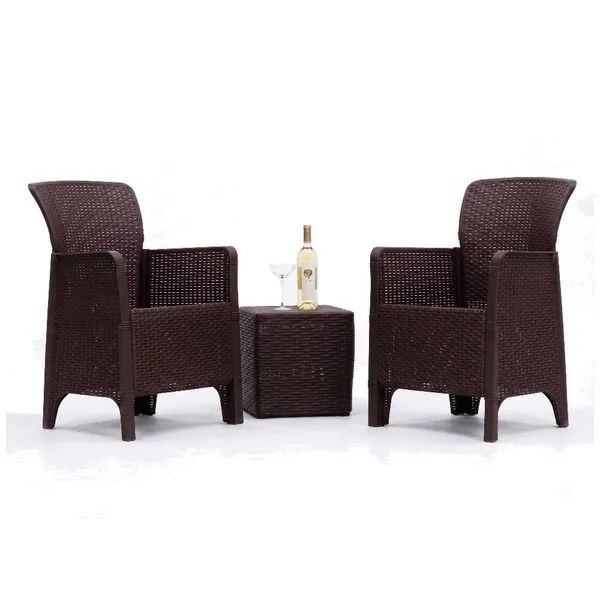 Conjunto Para Jardim Ideal 3 Peças Mesa E Cadeiras Marrom Y-BI