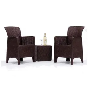 Conjunto Para Jardim Ideal 3 Peças Mesa E Cadeiras Marrom Y-BI
