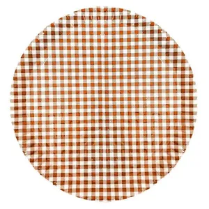 Prato De Papelão Laminado Xadrez Vermelho P6 - 32cm