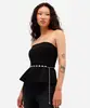 blusa peplum feminina sem alça de suede preta P