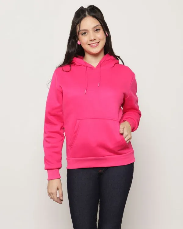 Blusão Moletom Juvenil Com Capuz Rosa Escuro 12