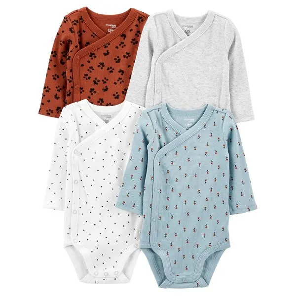 Conjunto Body 4 Peças 12M Carter's Simple Joys Animal Manga Comprida A-BI