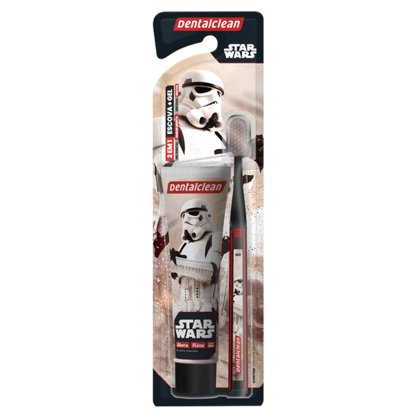 Kit Dentalclean Star Wars Escova Dental Macia + Gel Dental Menta 50g