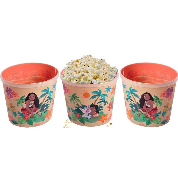 3 Potes para Pipoca Infantil da Moana Original Balde Oval Estampado Original 2.1L