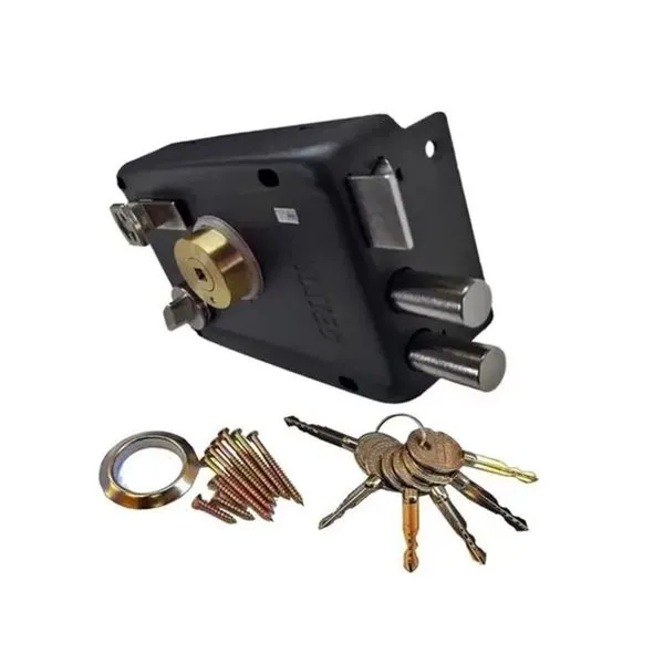 Fechadura de Sobrepor Snc01 de Segurança Anti Furto com Duas Travas Chave Tetra para Porta de Madeira Aço Cromado Preto Fechadura de Sobrepor Snc01 de Segurança com Duas Travas Chave Tetra Aço Cromado Preto Home Design
