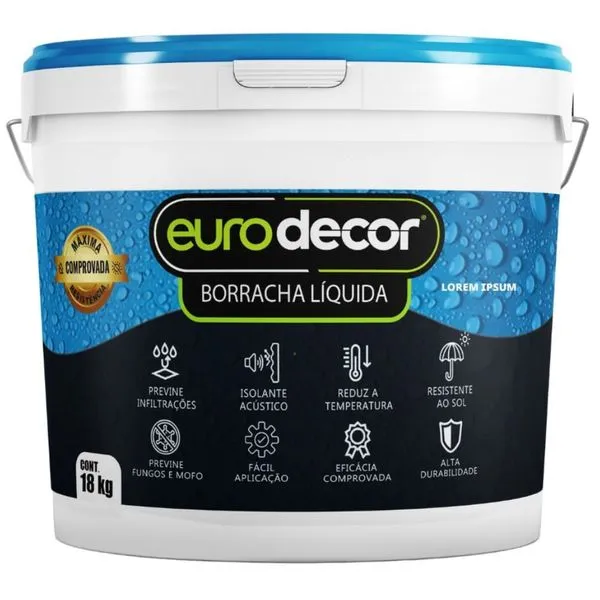 Impermeabilizante Borracha Líquida 18kg 03.01.01.0051 Proteção Contra Umidade Aluminium Prata Eurodecor Impermeabilizante Borracha Líquida 18kg 03.01.01.0051 Proteção Telhados e Paredes Prata Eurodecor