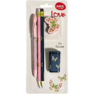 Kit Escolar Molin do Brasil Love Borboletas 5 Peças Design Borboletas Kit Escolar Molin do Brasil Love Borboletas 5 Peças