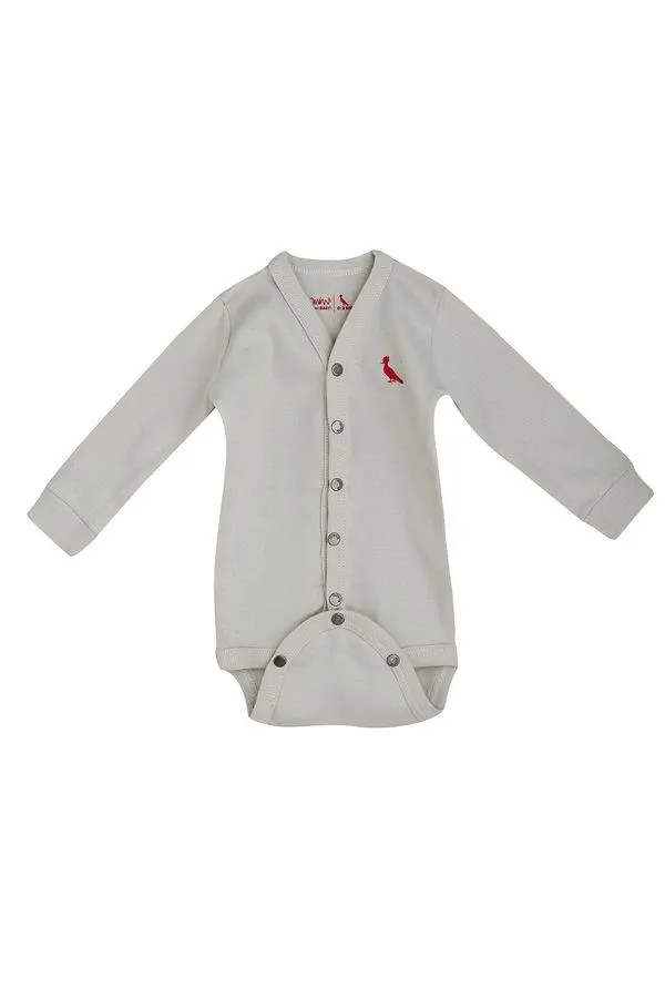 Macacao Mini Baby Aberto Ml Cinza - 3-6