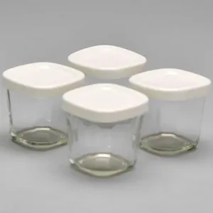 Potes de Vidro Com 4 unidades Branco - 3345 Branco - 3345
