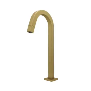 Torneira de Mesa Slim Tube Square Monocomando 1-4 de Volta Bancada Latão Dourado Fosco Shop Hidráulica Torneira de Mesa Slim Tube Square Monocomando Bancada Latão Dourado Fosco